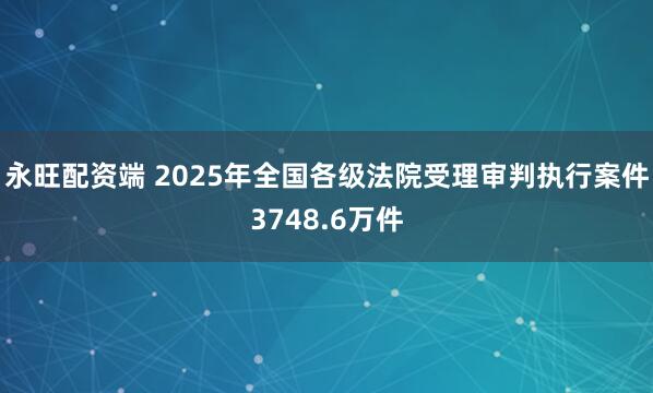 永旺配资端 2025年全国各级法院受理审判执行案件3748.6万件