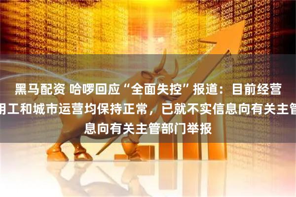 黑马配资 哈啰回应“全面失控”报道：目前经营、纳税、用工和城市运营均保持正常，已就不实信息向有关主管部门举报
